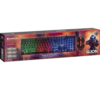 Игровой набор DEFENDER Glion C-123 RU,Light,мышь+клавиатура#1896922