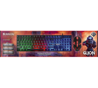 Игровой набор DEFENDER Glion C-123 RU,Light,мышь+клавиатура#1896923