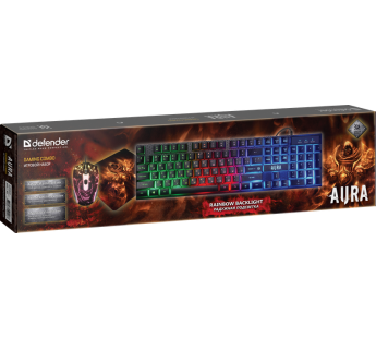 Игровой набор DEFENDER Aura MKP-117 RU,Light,мышь+клавиатура+коврик#1896758