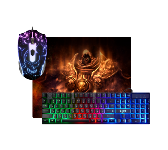 Игровой набор DEFENDER Aura MKP-117 RU,Light,мышь+клавиатура+коврик#1896749