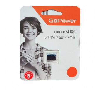 Карта памяти MicroSD 64GB GoPower Class10 70 МБ/сек V30 без адаптера#1898304