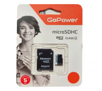 Карта памяти MicroSD 64GB GoPower Class10 70 МБ/сек V30 с адаптером#1898293