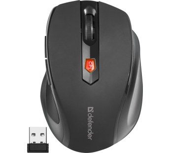 Мышь беспроводная DEFENDER Ultra MM-315, черная, 6 кнопок, 800-1600 dpi, USB. Количество кнопок: 5 + колесо-кнопка. Тип сенсора: оптический. Питание:#1896953