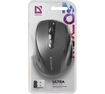 Мышь беспроводная DEFENDER Ultra MM-315, черная, 6 кнопок, 800-1600 dpi, USB. Количество кнопок: 5 + колесо-кнопка. Тип сенсора: оптический. Питание:#1896954