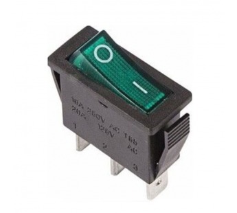 Выключатель клавишный 250V 15А (3с) ON-OFF зеленый с подсветкой (RWB-404, SC-791, IRS-101-1C) Rexant#2079584