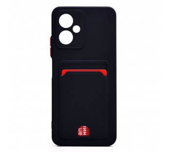 Чехол силиконовый Xiaomi Redmi Note 12 матовый цветной с визитницей черный#1900123