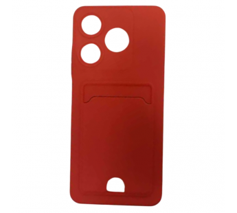 Чехол силиконовый Tecno Spark 10 матовый цветной с визитницей красный#2131014