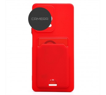 Чехол силиконовый Xiaomi Redmi 10C матовый цветной с визитницей красный#1909510
