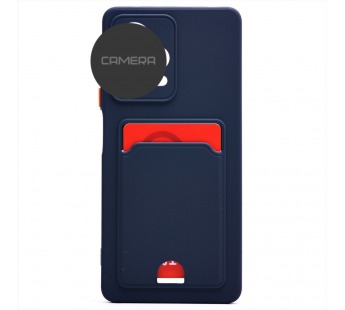 Чехол силиконовый Xiaomi Redmi 10C матовый цветной с визитницей темно-синий#1909515