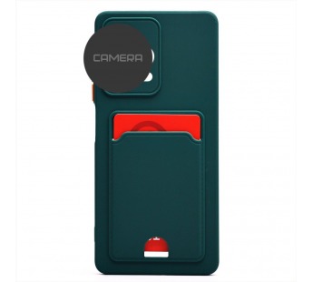 Чехол силиконовый Samsung A14 матовый цветной с визитницей темно-зеленый#1901976