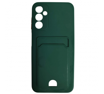 Чехол силиконовый Samsung A14 матовый цветной с визитницей темно-зеленый#2131003