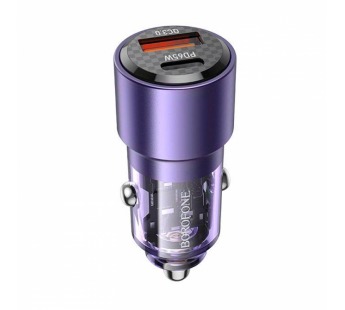 Адаптер Автомобильный Borofone BZ20A Smart PD QC3.0 83W USB/Type-C (purple) (219507)#1904210