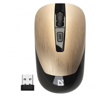 Мышь беспроводная DEFENDER Wave MM-995 золото, 4D, 800-1600dpi, бесшумная#2139461