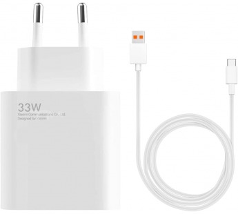 Сетевое зарядное устройство USB для Xiaomi Turbo Charger (33W, QC3.0, кабель Type-C с чипом IC) Белый#1942214
