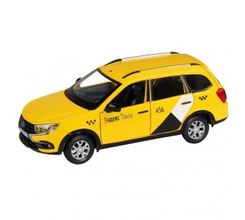 Машина "АВТОПАНОРАМА" Яндекс.Такси LADA GRANTA CROSS, желтый, 1/24, в/к 24,5*12,5*10,5 см#1920858
