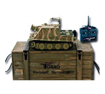 Р/У танк Torro Sturmtiger Panzer 1/16  2.4G, зеленый, ВВ-пушка, деревянная коробка#2009944