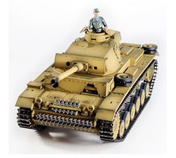 Р/У танк Taigen 1/16 Panzerkampfwagen III (Германия) дым, свет (для ИК боя) V3 2.4G RTR пустыня#2009950