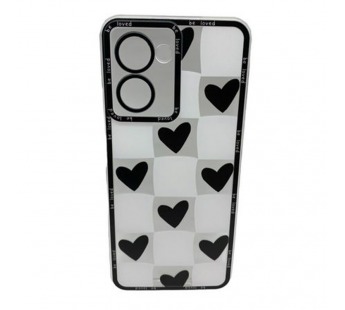 Чехол Realme C33 (2022) (Full Camera/Сердце Черный) Силикон Прозрачный 1.5mm#1916788
