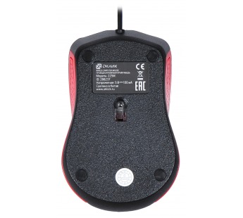 Мышь Оклик 225M черный/красный оптическая (1200dpi) USB для ноутбука (3but) [08.08], шт#1908566
