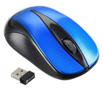 Мышь Оклик 675MW черный/синий оптическая (1200dpi) беспроводная USB для ноутбука (3but) [08.08], шт#1908527
