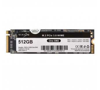 SSD M.2 накопитель Vixion 512Gb One SM2, PCI-E 3.x x4, SMI2263XT, R:2300MB/S, W:1600MB/S#1941124