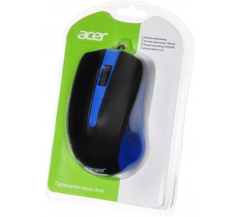Мышь Acer OMW011 черный/синий оптическая (1200dpi) USB (3but) [12.08], шт#1910373