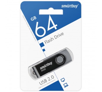 USB-флеш (USB 2.0) 64GB Smartbuy Twist Черный#1915067