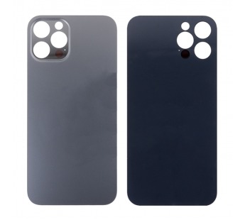 Задняя крышка для iPhone 12 Pro Серый (стекло, широкий вырез под камеру, логотип) - Премиум#1932375