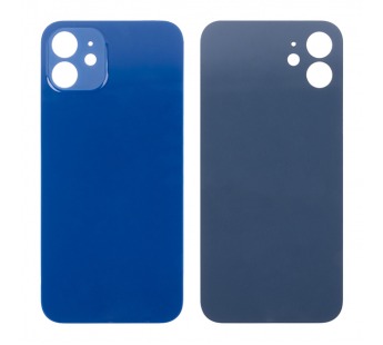 Задняя крышка для iPhone 12 Синий (стекло, широкий вырез под камеру, логотип) - Премиум#1928769