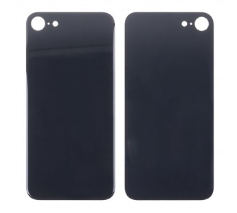 Задняя крышка для iPhone 8 Черный (стекло, широкий вырез под камеру, логотип) - Премиум#1928806
