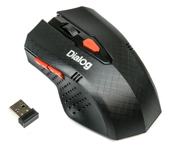 Dialog Pointer - RF 2.4G опт. мышь, 6 кнопок + ролик, USB, черная#1913623