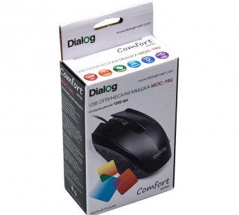 Мышь Dialog Comfort - опт. мышка, 3 кнопки + ролик, USB, черная#1913912