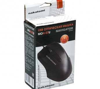 Мышь Nakatomi Navigator - опт. мышка, 3 кнопки + ролик, USB, черная#1914257
