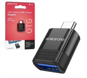 Адаптер BOROFONE BV18 USB - Type C (черный)#2023694