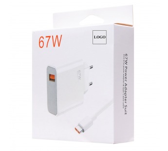 Адаптер Сетевой Xiaomi Mi + кабель USB-Type-C 67W (white) (221375)#1920763