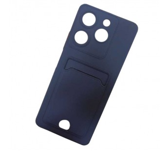 Чехол силиконовый Tecno Spark 10 Pro матовый цветной с визитницей темно-синий#1974430