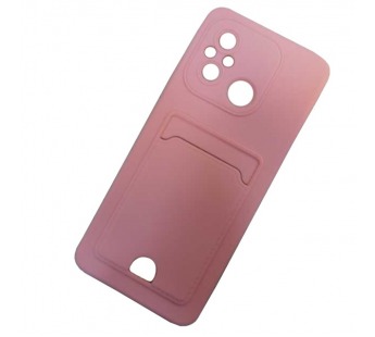 Чехол силиконовый Xiaomi Redmi 12C матовый цветной с визитницей розовый#1974444