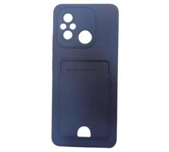 Чехол силиконовый Xiaomi Redmi 12C матовый цветной с визитницей темно-синий#2131016