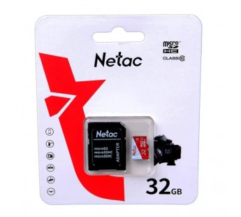 Карта памяти MicroSD 32GB Netac P500 Eco Class 10 + SD адаптер#1929512