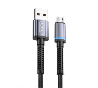 Кабель USB - MicroUSB XO NB215 (2.4A, оплетка ткань, LED индикатор) Черный#1939480