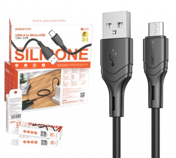 Кабель USB - Micro BOROFONE BX99 Silicone (черный) 1м#1919850