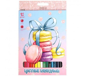 Карандаши 18цв. КОКОС "ERGO Light  Macaroons Pastel" 210726 трёхгр.корп,к/к,е/по, шт#1921492