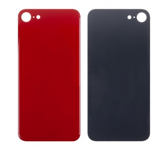 Задняя крышка для iPhone 8 Красный (стекло, широкий вырез под камеру, логотип) - Премиум#1928884