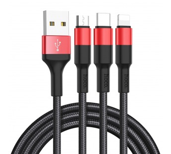 Кабель USB - Multi connector Hoco X26 100см 2A (black/red) (215933)#1928836