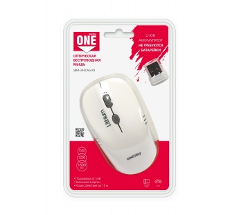 Беспроводная мышь с зарядкой от USB SMARTBUY 344 бело-серая#1928592