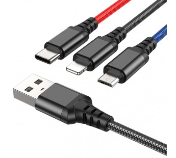 Кабель USB - Multi connector Hoco X76 3in1 100см 2A (multicolor) (215921)#1931914