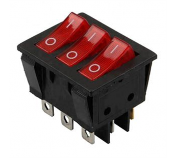 Переключатель клавишный KCD3-3 16A~250V, 30A~125V, черный, шт#2047096