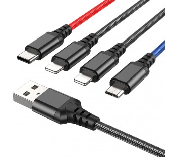 Кабель USB - Multi connector Hoco X76 4in1 100см 2A (multicolor) (215923)#1932874
