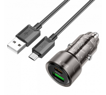 АЗУ с выходом USB Hoco Z52 (PD38W(20W+18W)/QC3.0/кабель Micro USB) черное#1933432