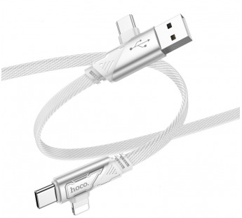 Кабель USB Multi 4в1 USB/Type-C - iP/Type-C HOCO U119 (PD 27W/60W (20V/3A), 120 см) серый#1934705